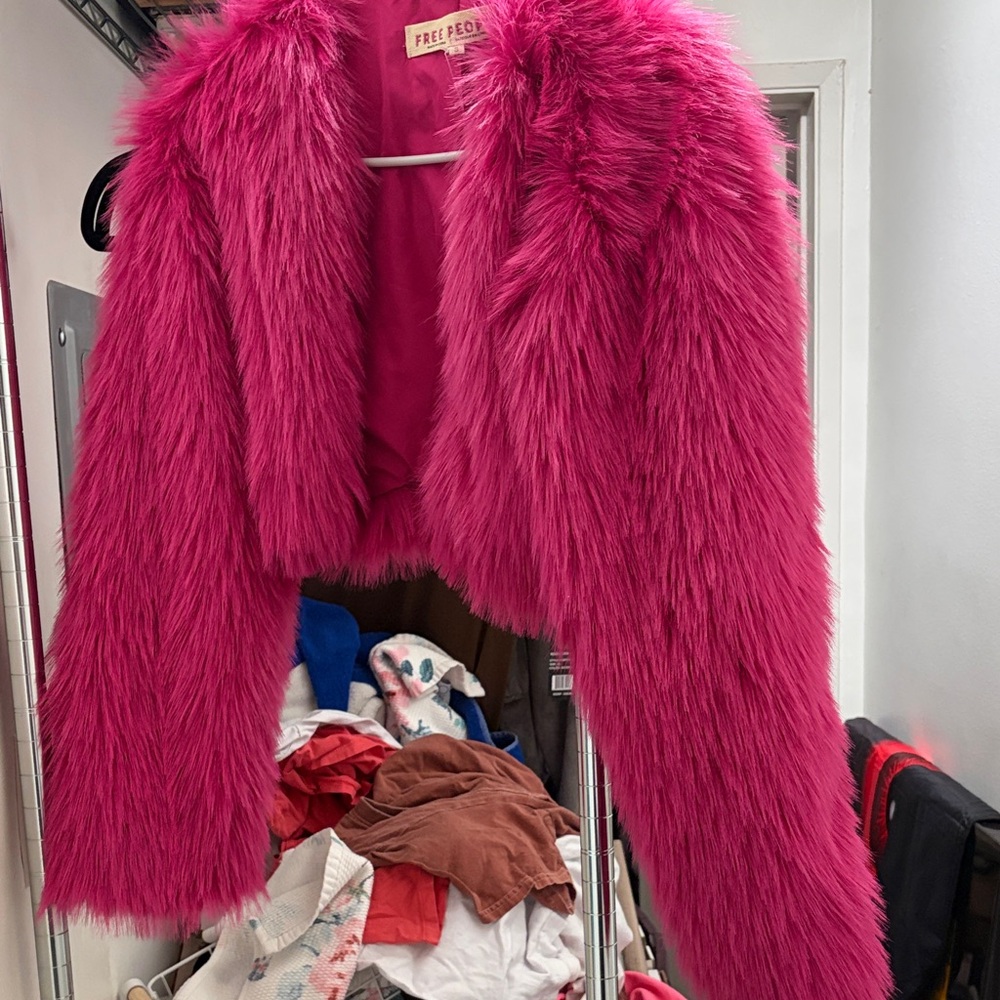 Free People Pink Faux Fur Jacket